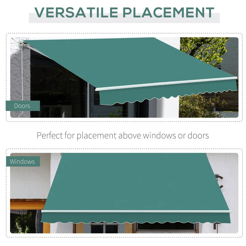 Green 3.5m x 2.5m Manual Retractable Awning - Maximum Projection 2.5m