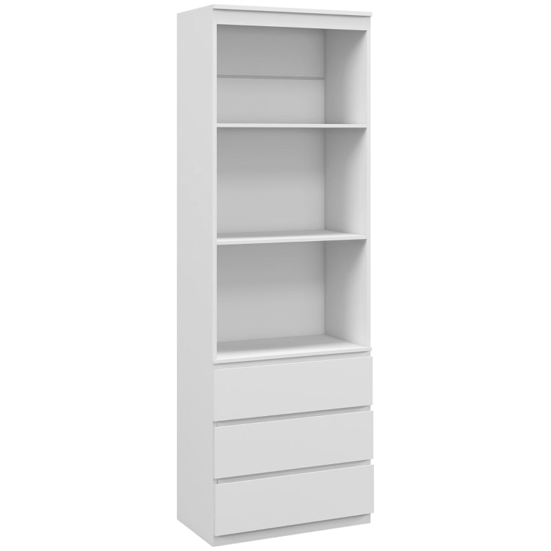 Elegant 180cm Tall White Bookcase with Shelves and Drawers - Perfect for Home or Office Storage