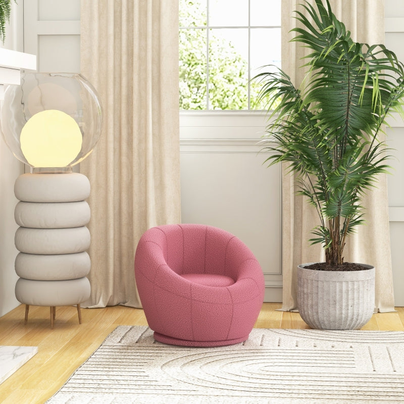 Stylish Swivel Upholstered Accent Chair for Living Room, Bedroom or Home Office in Pink