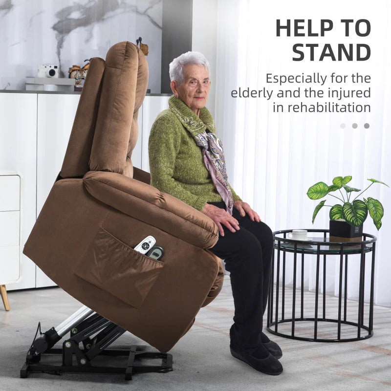 Eight Massage Point Reclining Armchair with Heat - Brown Leather Effect for Ultimate Comfort