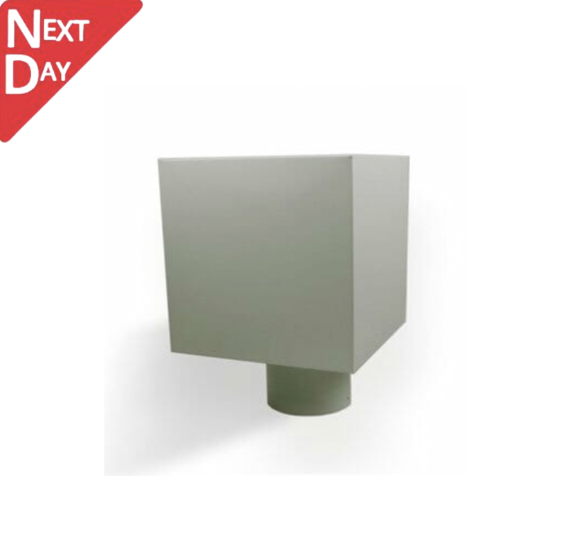 Dusty Grey  Coated Galvanised Steel Plain Box Hopper Head 200w x 200d x 200h with 80mm Outlet