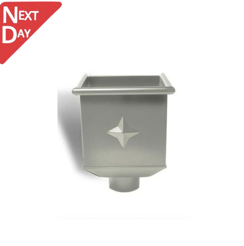 Dusty Grey  Coated Galvanised Steel Hopper Head 230w x 230d x 300h with 80mm Outlet