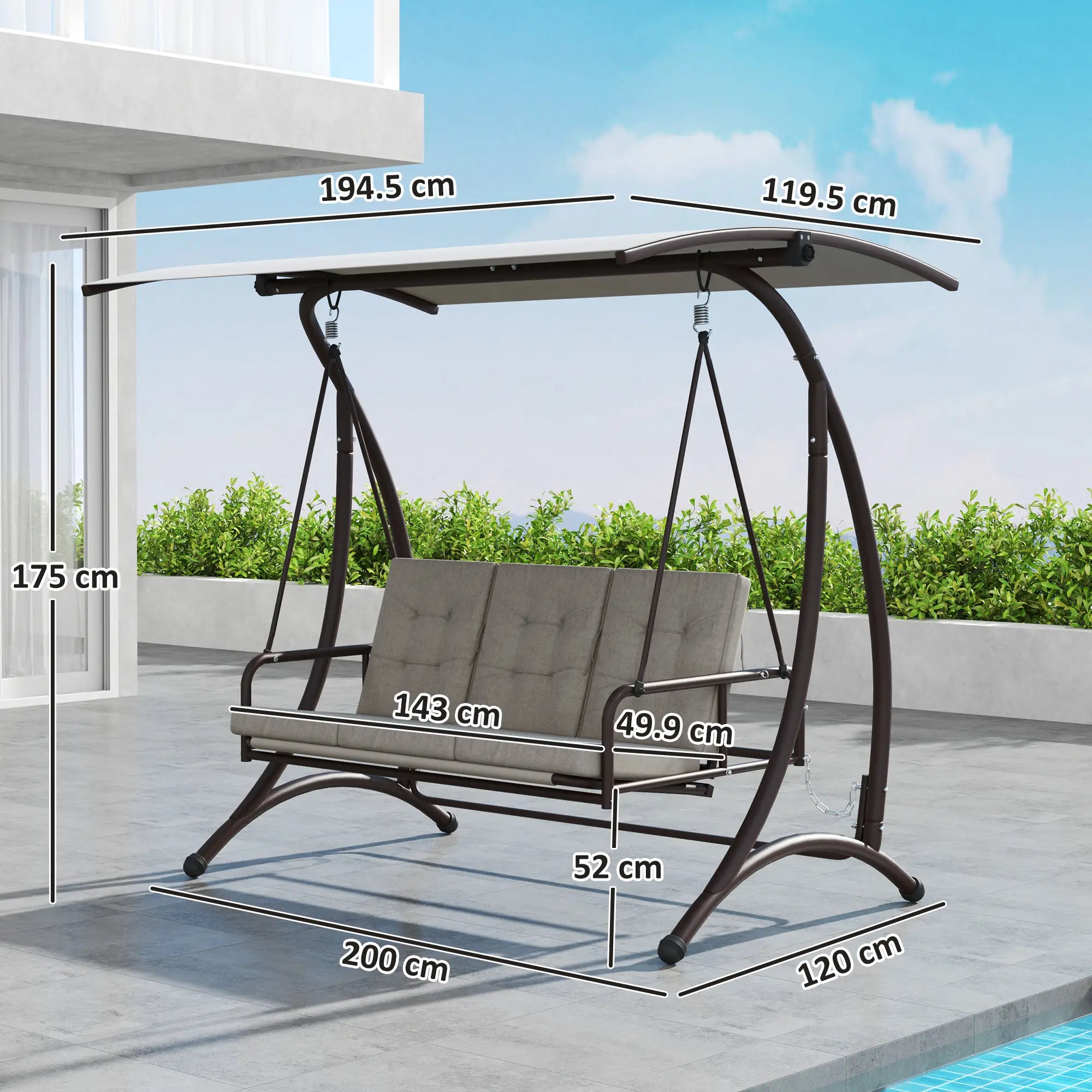 Grey Convertible Three-Seater Swing Bed & Chair