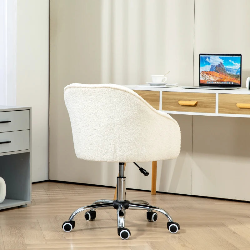 Cream Teddy Fleece Office Chair Cover - Fits 46-56 cm Chairs, Soft & Cozy Seat Protector