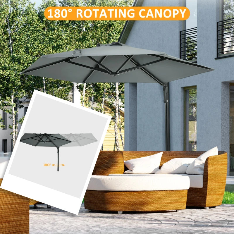 Grey 2.5m Rotatable Wall Mounted Patio Umbrella