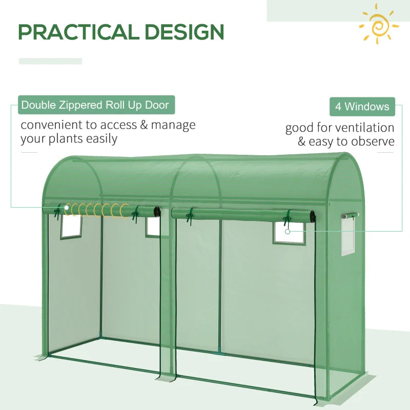 Green Tomato Plant Growth Greenhouse with Double Doors & Windows, 3x1x2m