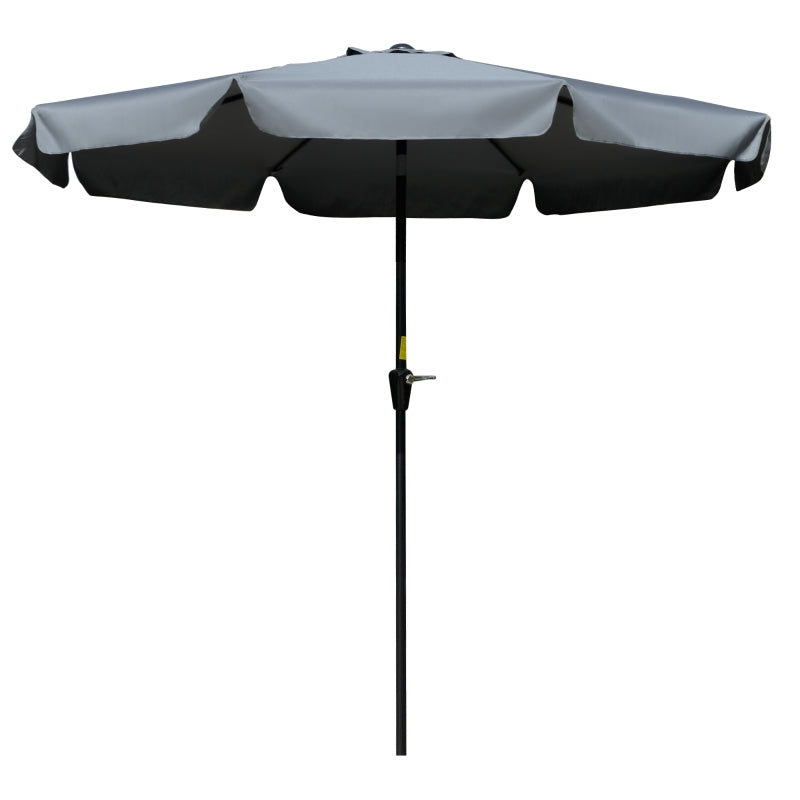 Grey 2.7m Patio Garden Umbrella with Tilt and Crank