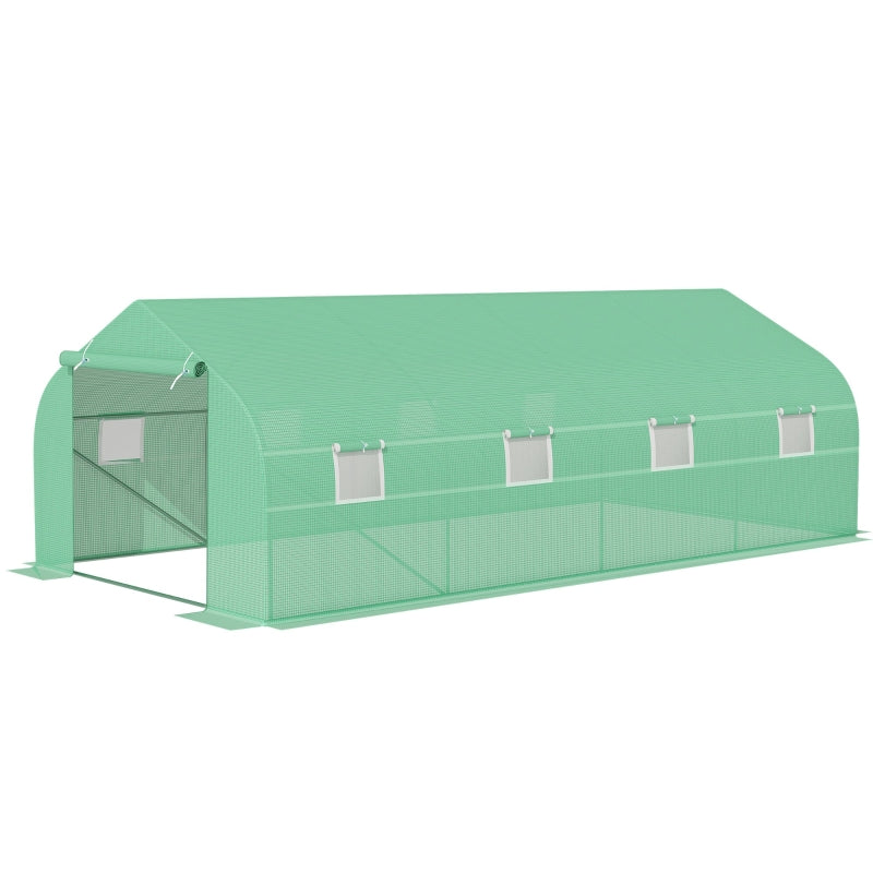 Green Walk-In Garden Greenhouse with Windows and Door (6x3m)