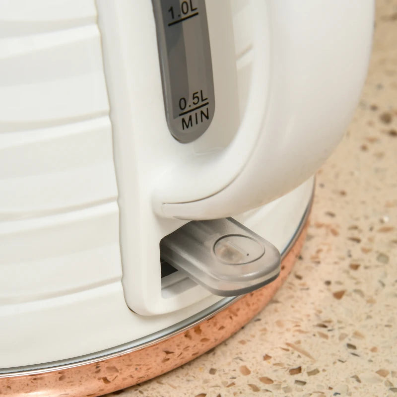 Cream White Kettle and Toaster Set - 3000W Rapid Boil 1.7L Kettle & 4 Slice Toaster with 7 Browning Controls