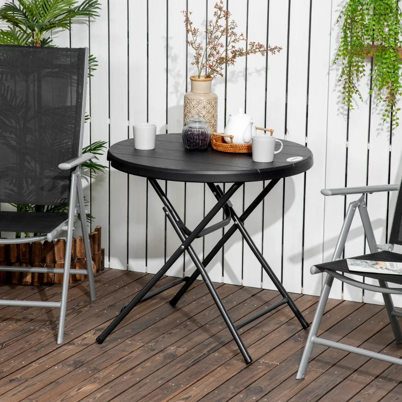 Dark Grey Foldable Round Outdoor Dining Table for 4, 80 x 80 x 73 cm