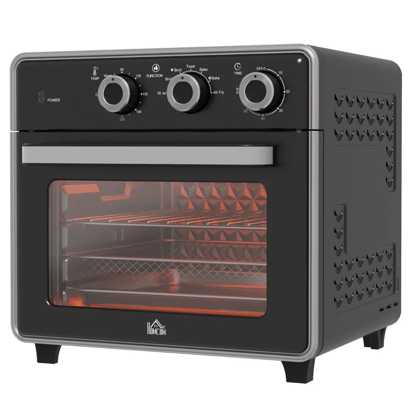 90-230 Mini Convection Oven with Air Fry Function - Compact Black Kitchen Appliance for Healthy Cooking