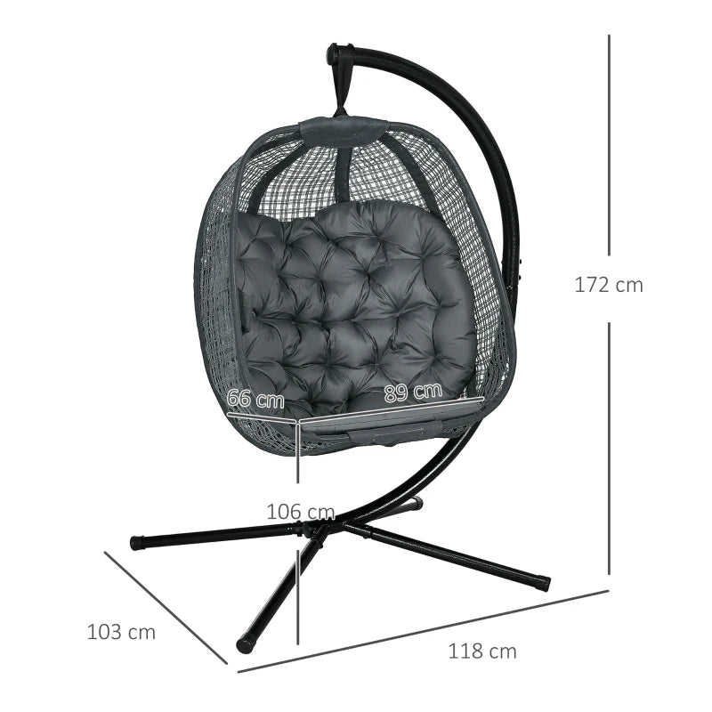 Dark Grey Padded Egg Swing Chair with Cup Holder