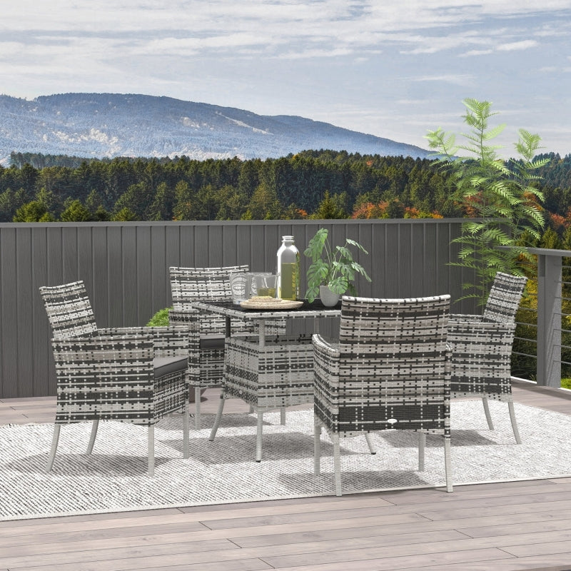 5-Piece Rattan Dining Set in Brown