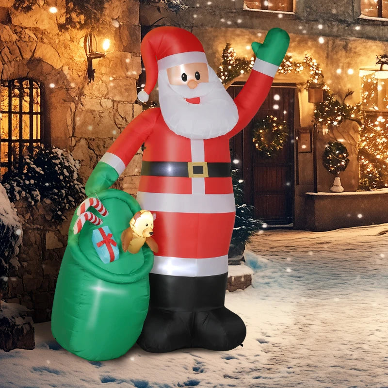 9ft Christmas Inflatable Santa with Bear Sack - Giant LED Blow Up Decoration for Indoor & Outdoor Holiday Home Decor