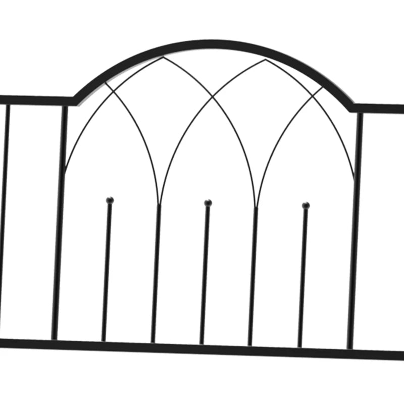 Black Metal Garden Arch Bench with Rose Trellis - Outdoor 2-Seater Arbour Pergola