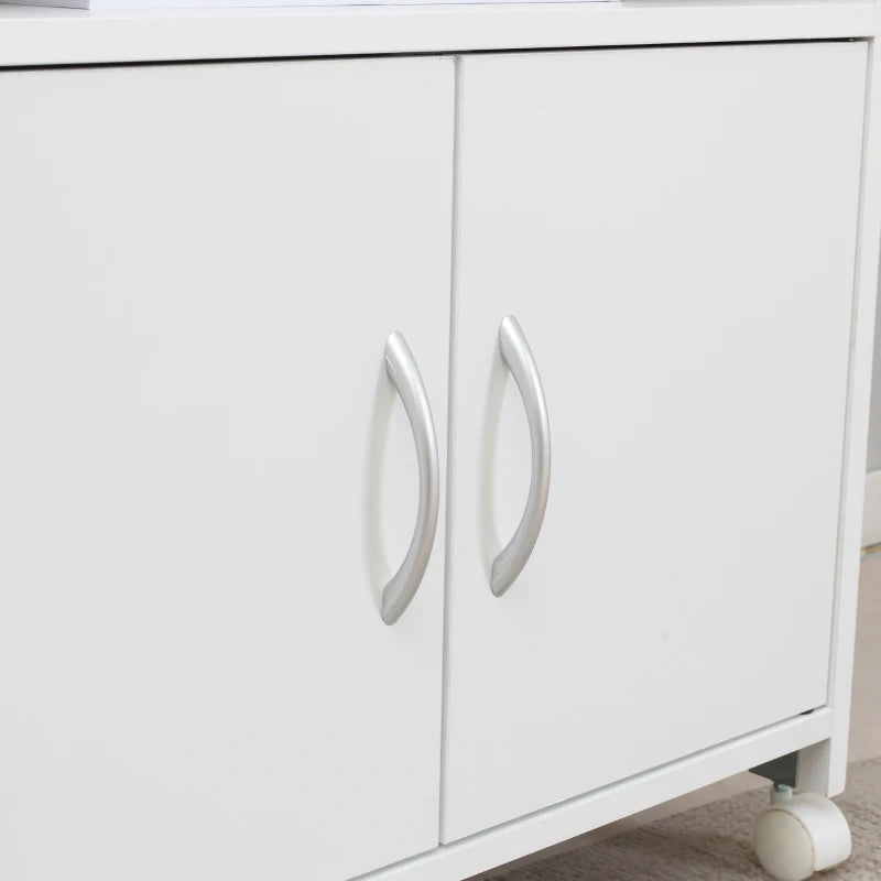 Vinsetto Mobile Printer Stand with Storage Drawer & Open Shelf - Home Office Cabinet, 60cm x 39cm x 80cm, White