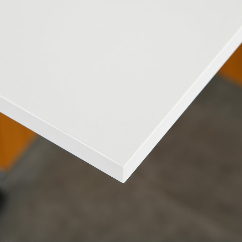 Folding Dining Table & Writing Desk Workstation on Casters - Teak & White Finish for Versatile Home Use