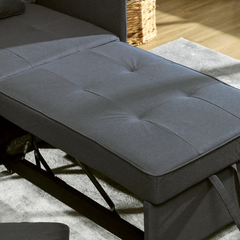 Multi-Functional Grey Sofa Bed with Thick Padding and Magazine Pocket for Living Room Use