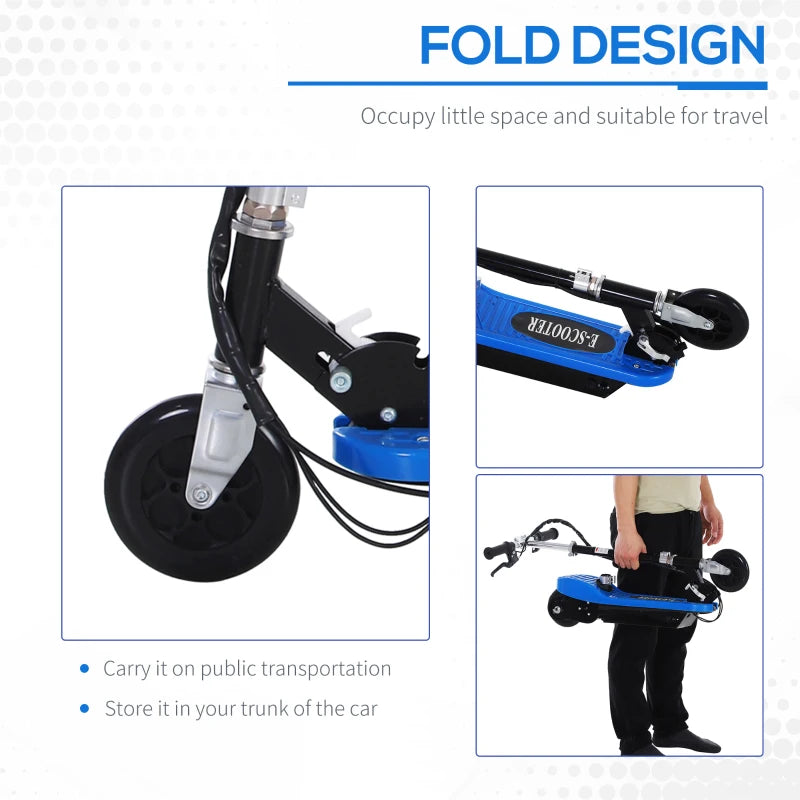 Foldable Electric Scooter for Kids - 12V 120W, Safe Brake & Kickstand, Stylish Blue Design
