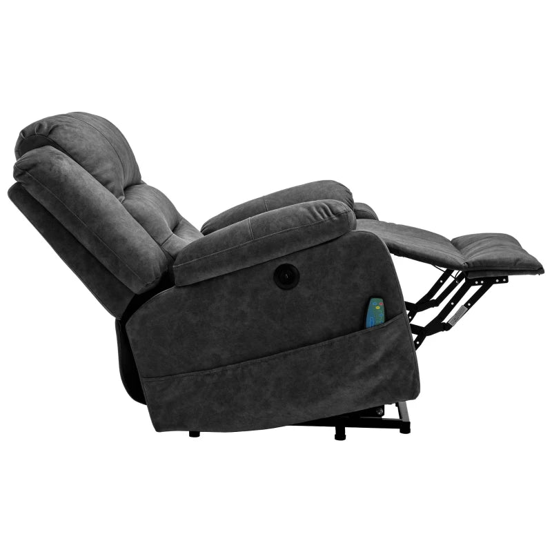 Electric Recliner Chair with Massage and Heating for Elderly, Grey Power Lift Armchair, 87x85x107 cm