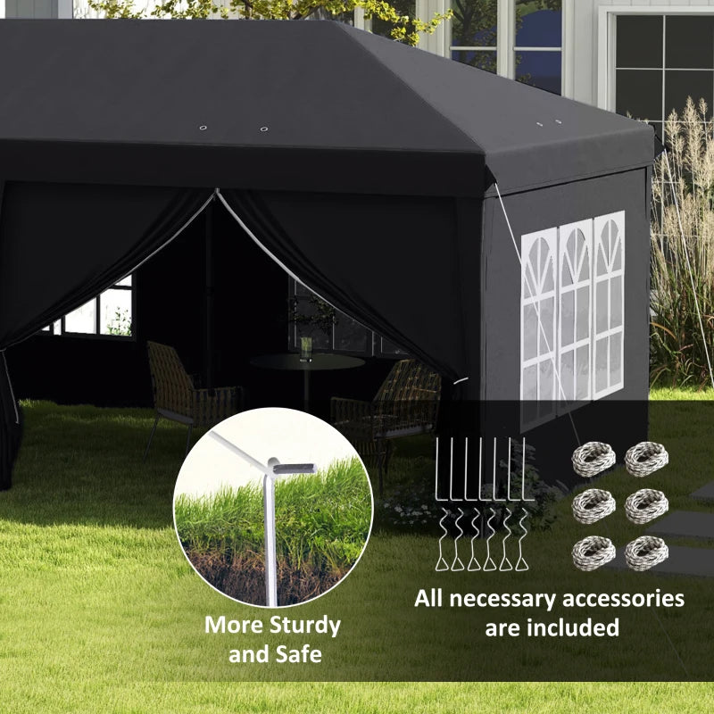 Grey 3x6m Pop-Up Gazebo with Curtain Walls and Windows