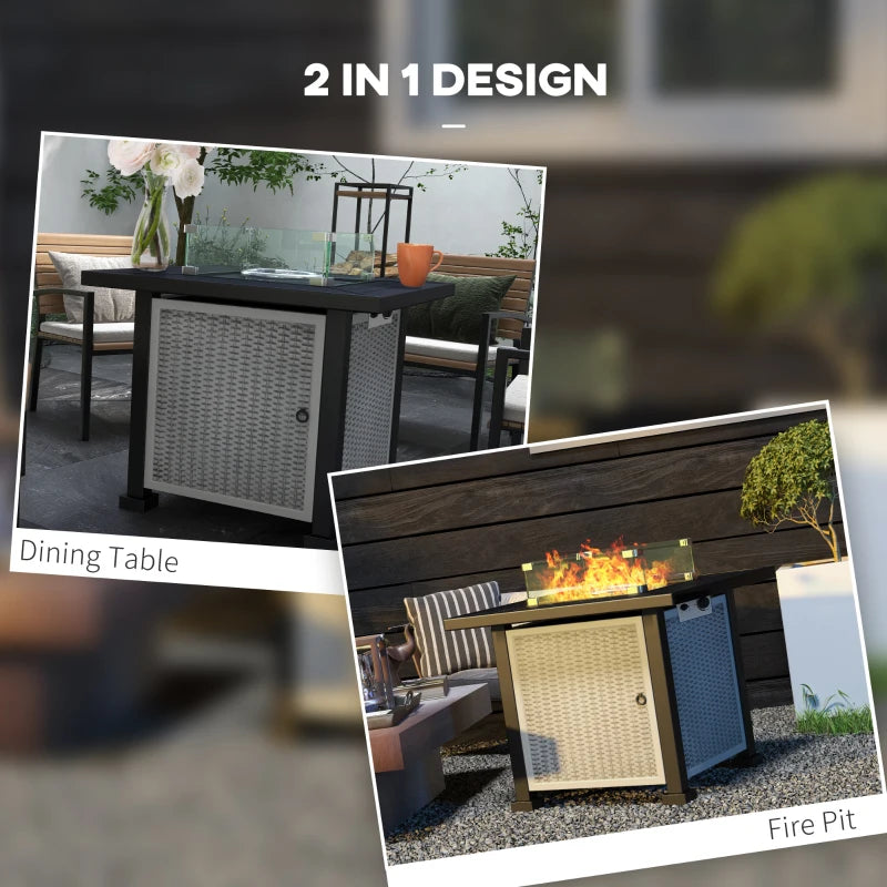 81x81cm 50,000 BTU Grey Gas Fire Pit Table - Outdoor Heating & Stylish Patio Decor