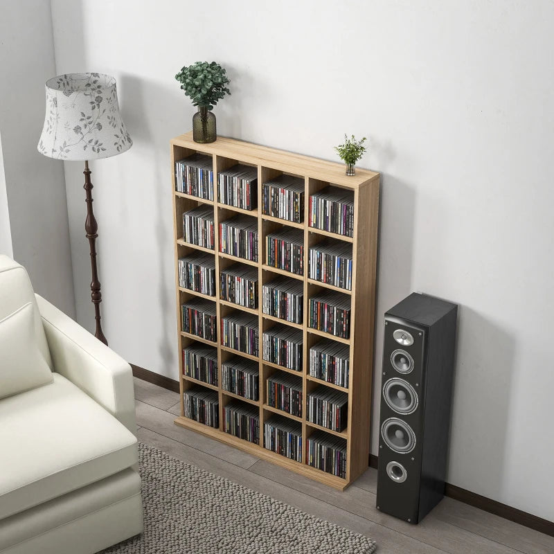 Adjustable CD Storage Unit with Nature Wood Finish - 89 x 130.5 cm, Perfect for Organizing Your Music Collection