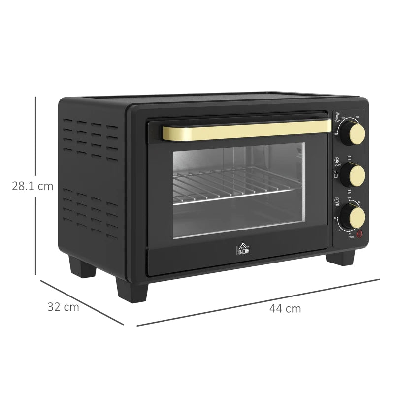 16L Mini Countertop Oven - 1400W Powerful Cooking, Compact Design, Black Finish - Perfect for Small Spaces & Quick Meals