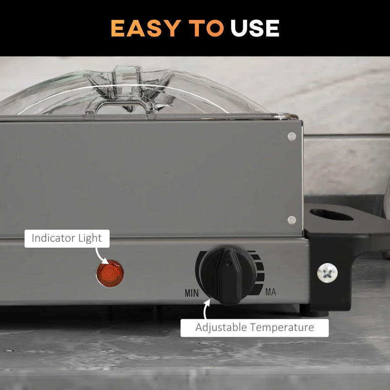 4 Tray Electric Food Warmer Buffet Server - Adjustable Temperature, 300W, Cool Touch Handles, 2 x 2.4L & 2 x 1L Pans