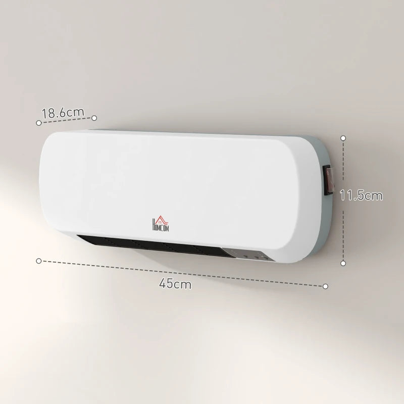 2000W Wall Mounted Ceramic Space Heater with Adjustable Temperature Range 10-49°C White