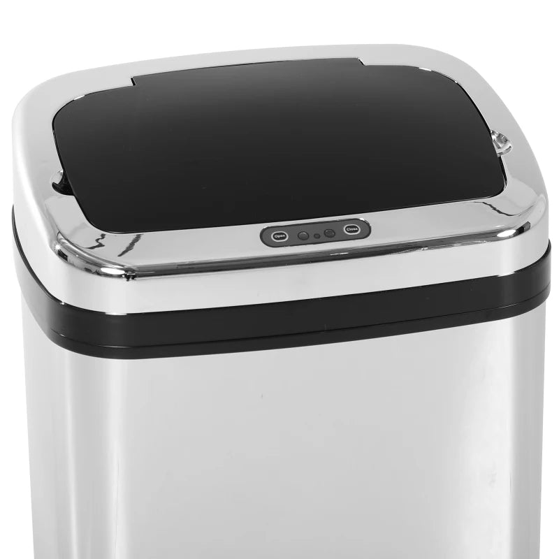 30L Stainless Steel Motion Sensor Trash Bin - Silver Tone, Touchless Design, Modern Kitchen Waste Container, Easy Clean, Odor Control