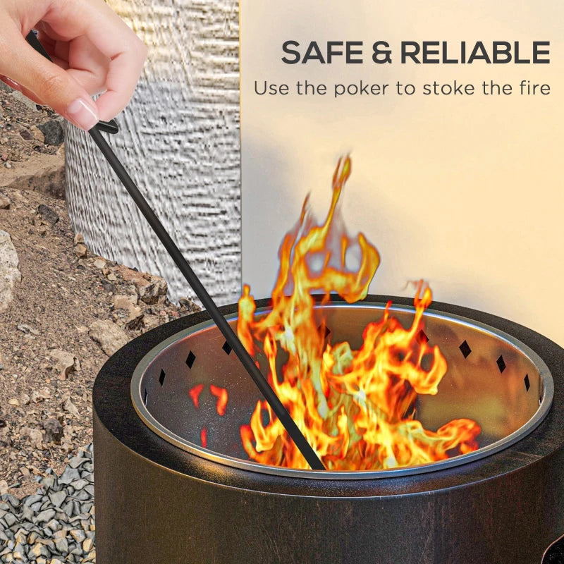 Metal Wood-Burning Smokeless Fire Pit - Stylish Black Outdoor Fire Pit for Backyard Gatherings and Cozy Evenings