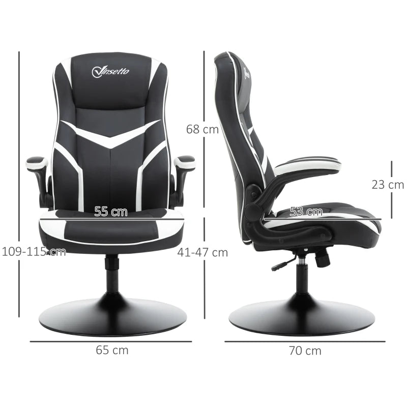 Vinsetto Ergonomic Gaming Chair - Adjustable Height, Swivel Base, PVC Leather - Black Home Office Desk Chair
