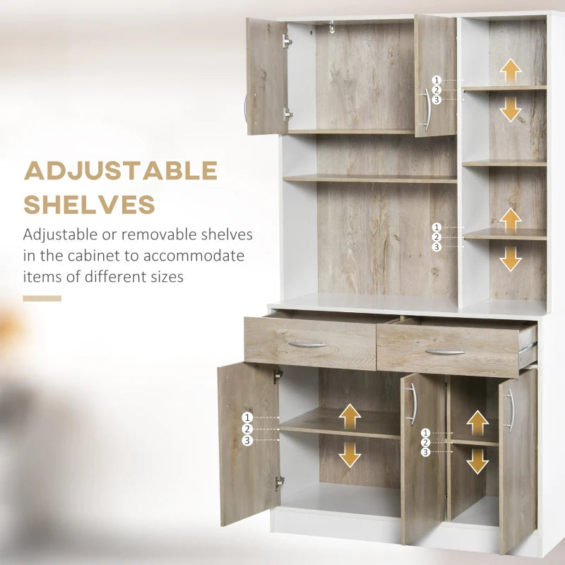 Stylish Kitchen Cupboard Sideboard Storage Cabinet with Countertop, Adjustable Shelves & Drawers for Dining & Living Room