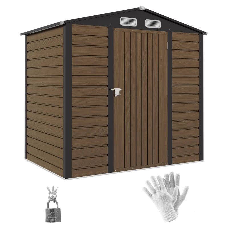 Oak 4ft x 6ft Galvanised Steel Garden Shed with Lock