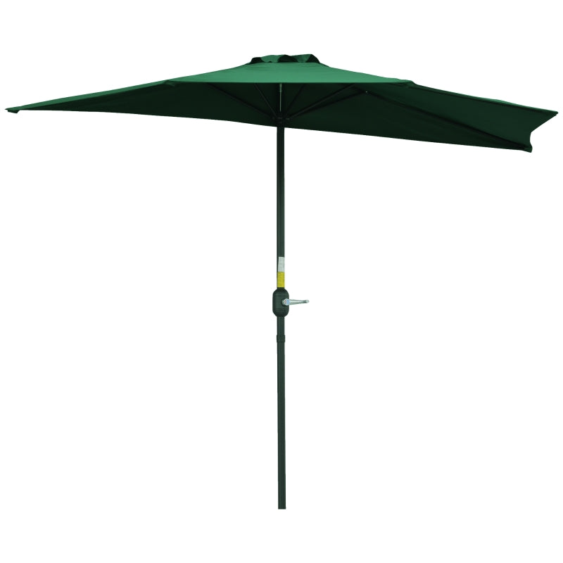 Green 3m Half Round Patio Umbrella with Crank Handle - No Base