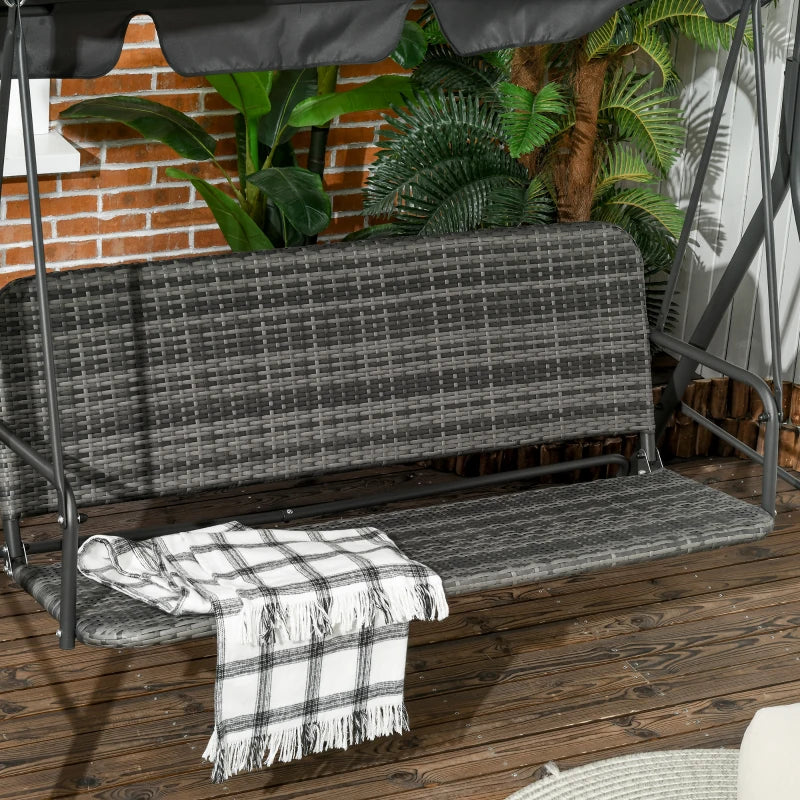 3 Seater Garden Swing Bench - Grey