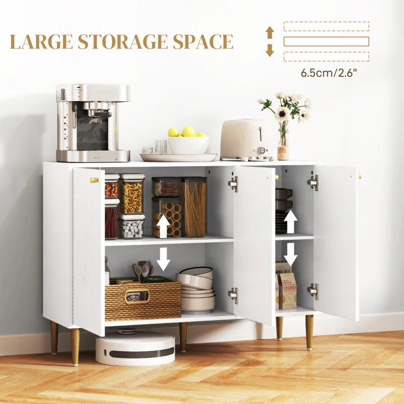 Elegant White and Gold Two-Cupboard Sideboard for Stylish Storage