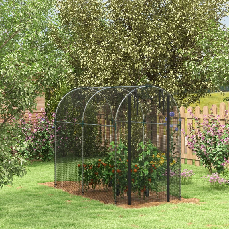 Black Steel Fruit Cage Plant Protection Tent with Zipped Door, 1.2 x 2.4 x 1.9m