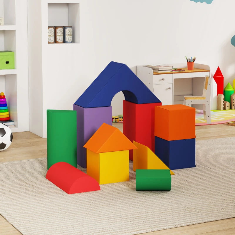 11-Piece Soft Play Set for Kids Foam Blocks Climbing Crawling Multicoloured Indoor Fun