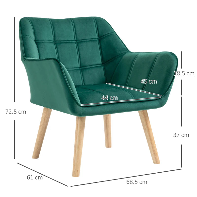Stylish Accent Armchair Set with Wide Arms and Slanted Back for Bedroom or Living Room Seating in Green