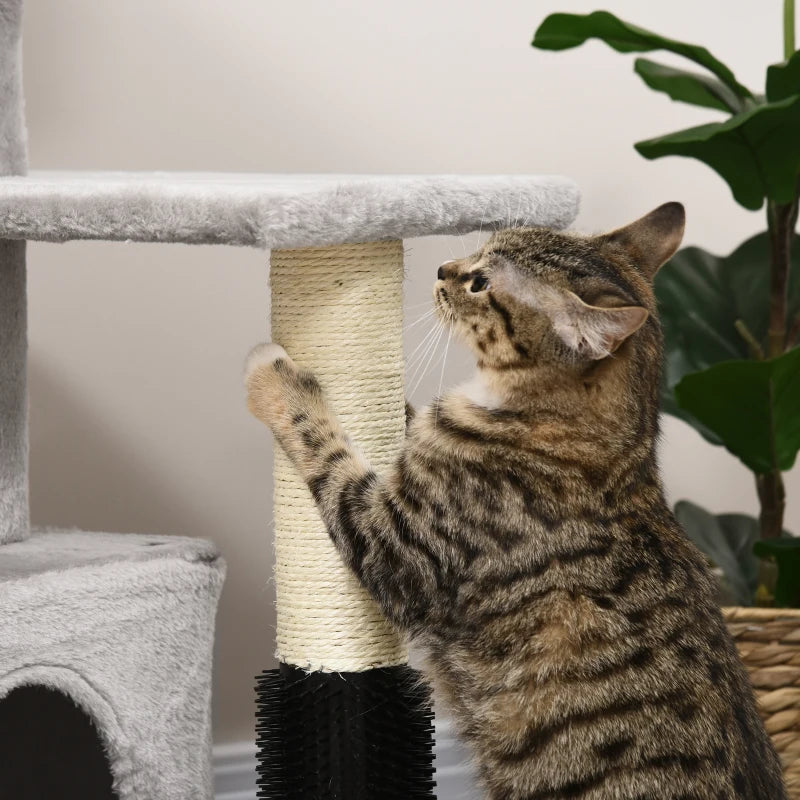 Premium Cat Tree for Indoor Cats - 48" Climbing Tower with Scratch Post, Massage Toy, Hanging Ball, Condo & Perch - Grey