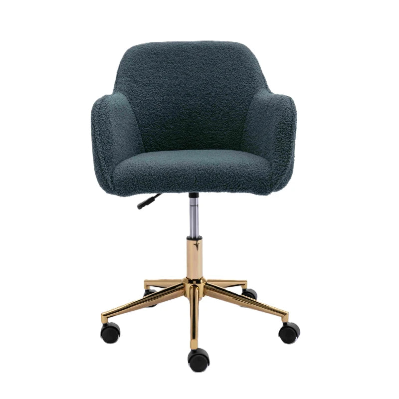 Adjustable Height Ergonomic Swivel Executive Office Chair with Gold Legs - Green, 58x58x86 cm for Comfort & Style