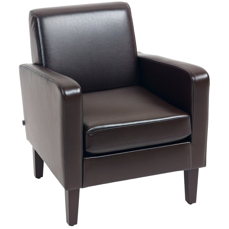 Brown Faux Leather Simple Armchair for Stylish Living Room Seating