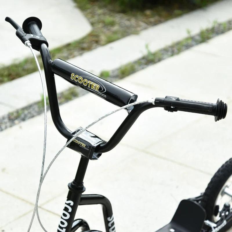 Adjustable Teen Kick Scooter with Inflatable Wheels, Dual Brakes, and Black Finish - Perfect for Fun and Safety!