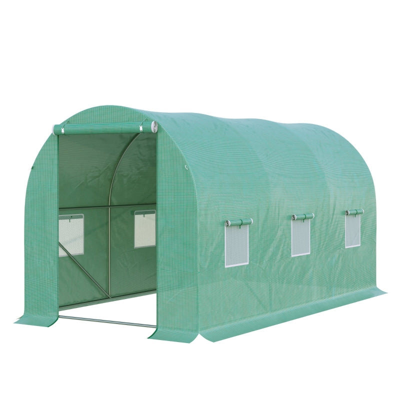 Green Walk-in Polytunnel Garden Greenhouse 4x2x2m - Galvanised Steel Frame