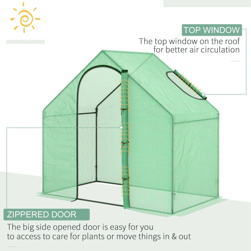 Green Steel Frame Mini Greenhouse with Zipped Door, 180x100x168CM