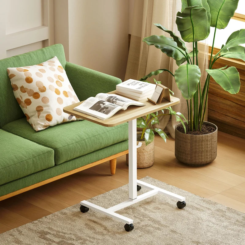 Adjustable Sit-To-Stand Desk 75-115cm - Manual Height Control, Modern White/Wood-Effect Finish for Home Office Ergonomics