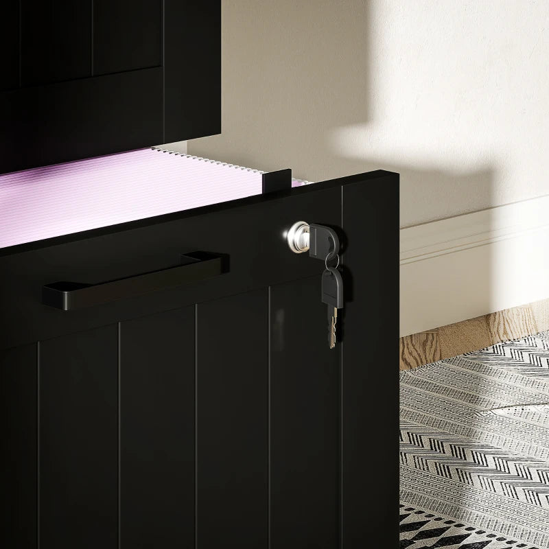 Secure 4 Drawer Filing Cabinet with Lock - Adjustable Hanging Bars for A4 Files - Stylish Black Office Storage Solution