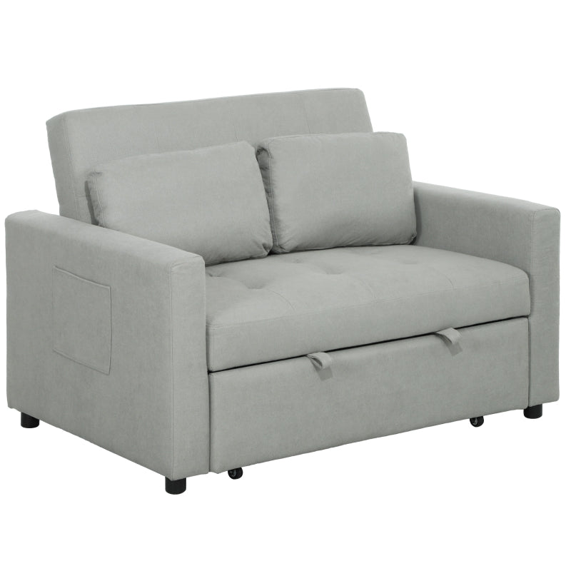 Light Grey Velvet-Feel Two-Seater Sofa Bed for Stylish Living Spaces